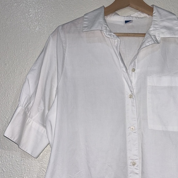 OLD NAVY WOMENS SHIRT DRESS WHITE SHORT SLEEVE Sz MD NEW - Picture 7 of 11